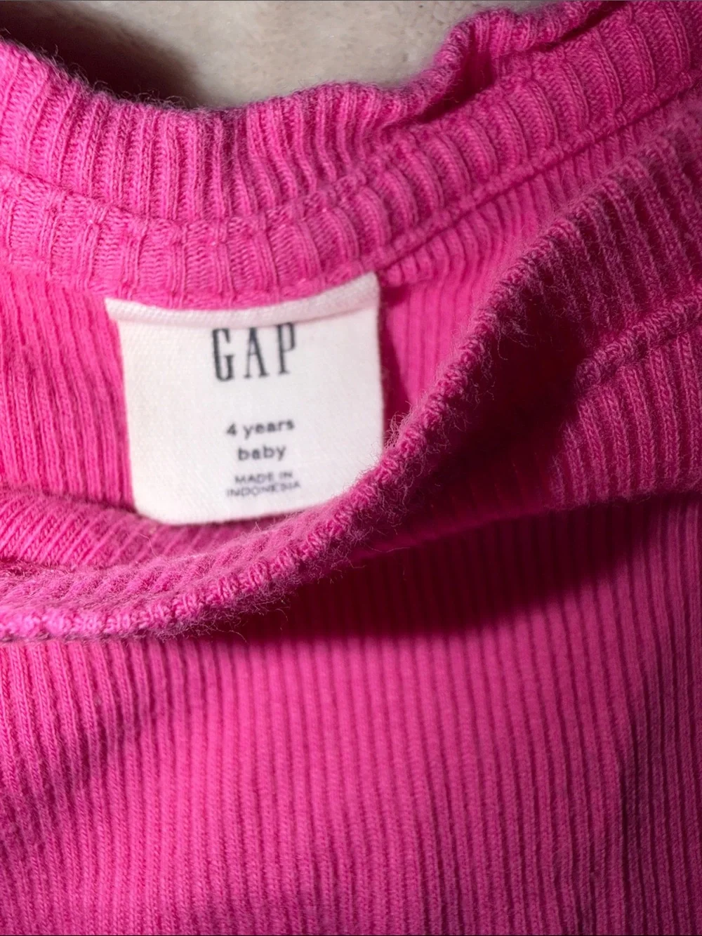 GAP Hot Pink Ribbed Long Sleeve Tee with Lettuce Hem
